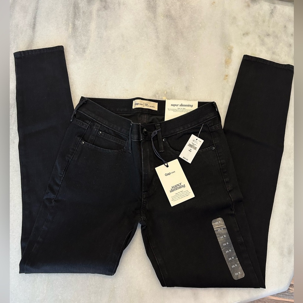 Gap true skinny jeans super slimming black jeans nwt size 26 Reg